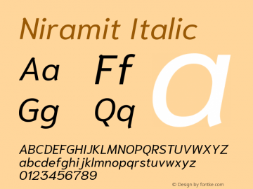 Niramit Italic Version 1.000; ttfautohint (v1.6)图片样张