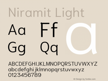 Niramit Light Version 1.000; ttfautohint (v1.6)图片样张