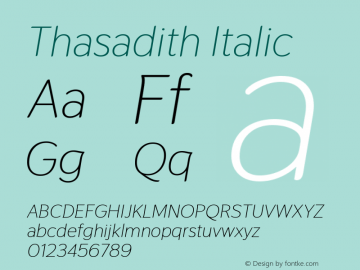 Thasadith Italic Version 1.000; ttfautohint (v1.6)图片样张