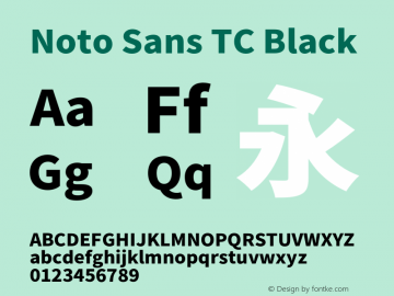 Noto Sans TC Black Version 2.002;hotconv 1.0.116;makeotfexe 2.5.65601图片样张