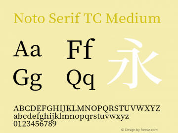 Noto Serif TC Medium Version 1.001;PS 1.001;hotconv 16.6.54;makeotf.lib2.5.65590图片样张