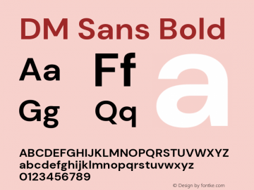 DM Sans Bold Version 1.200; ttfautohint (v1.8.3)图片样张
