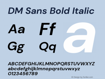 DM Sans Bold Italic Version 1.200; ttfautohint (v1.8.3)图片样张