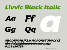 Livvic Black Italic Version 1.001; ttfautohint (v1.8.2)图片样张