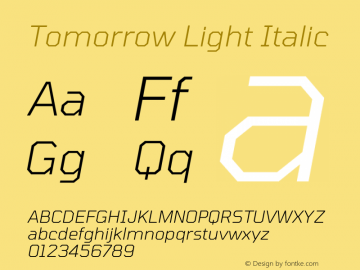 Tomorrow Light Italic Version 2.002图片样张