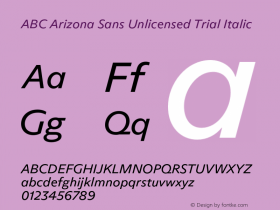 ABC Arizona Sans Unlicensed Trial Regular Italic Version 1.000;Unlicensed Trial图片样张