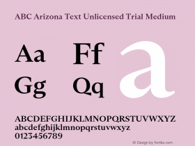 ABC Arizona Text Unlicensed Trial Medium Version 1.000;Unlicensed Trial图片样张