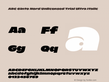 ABC Ginto Nord Unlicensed Trial Ultra Italic Version 1.100;Unlicensed Trial图片样张