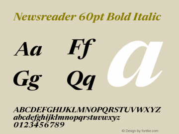 Newsreader 60pt Bold Italic Version 1.003图片样张
