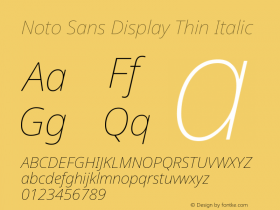 Noto Sans Display Thin Italic Version 2.003图片样张