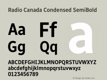 Radio Canada Condensed SemiBold Version 2.102图片样张