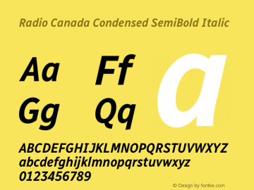 Radio Canada Condensed SemiBold Italic Version 2.102图片样张