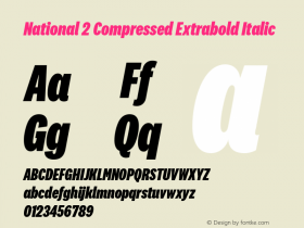 National 2 Compressed Extrabold Italic Version 1.004图片样张