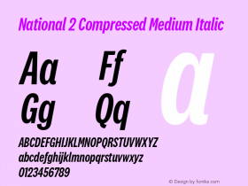 National 2 Compressed Medium Italic Version 1.004图片样张