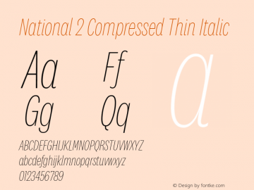 National 2 Compressed Thin Italic Version 1.004图片样张