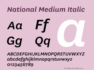 National Medium Italic Version 2.001图片样张