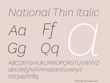 National Thin Italic Version 2.001图片样张