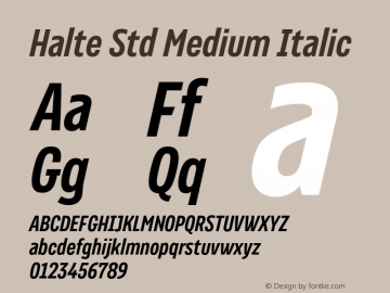 Halte Std Medium Italic Version 1.0; 2018图片样张