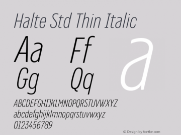 Halte Std Thin Italic Version 1.000图片样张