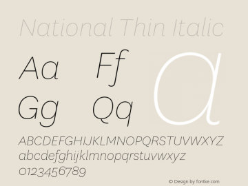 National Thin Italic Version 2.000图片样张