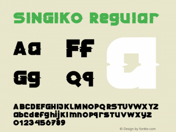 SINGIKO Version 1.000;February 25, 2022;FontCreator 14.0.0.2808 64-bit图片样张