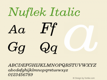 Nuflek Italic Version 1.000;hotconv 1.0.109;makeotfexe 2.5.65596图片样张