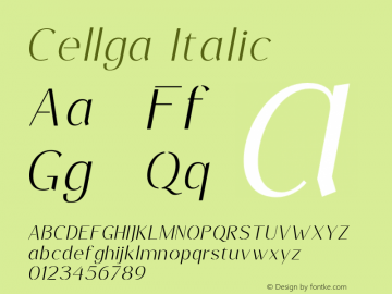 Cellga Italic Version 1.000;hotconv 1.0.109;makeotfexe 2.5.65596图片样张