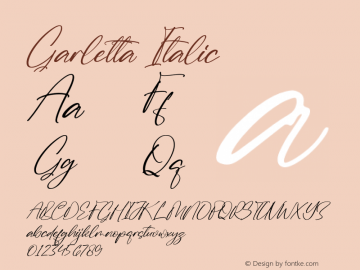 Garletta Italic Version 1.00;May 23, 2022;FontCreator 13.0.0.2683 64-bit图片样张