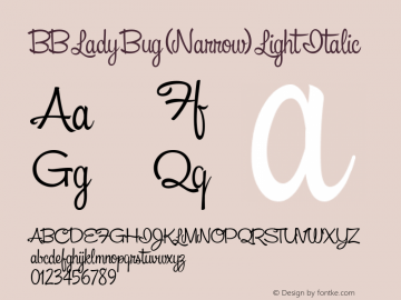 Lady Bug (Narrow) - Light Italic 1.000图片样张