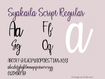 Syakaila Script Version 1.00;December 19, 2020;FontCreator 13.0.0.2683 64-bit图片样张