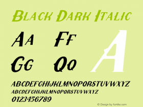 BlackDark-Italic Version 1.00;March 19, 2021;FontCreator 12.0.0.2563 64-bit图片样张
