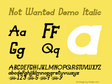 Not Wanted Demo Italic Version 1.001;Fontself Maker 3.5.4图片样张