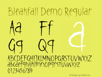 Bleakfall Demo Version 1.00;August 10, 2021;FontCreator 12.0.0.2565 64-bit图片样张