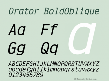 Orator BoldOblique Rev. 003.000 Font Sample