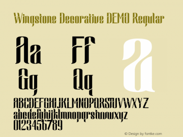 Wingstone Decorative DEMO Version 1.00;November 17, 2021;FontCreator 12.0.0.2567 64-bit图片样张