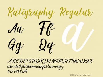 Kaligraphy Version 1.00;January 19, 2022;FontCreator 12.0.0.2535 32-bit图片样张