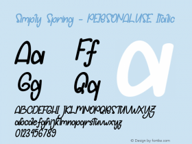 Simply Spring - PERSONALUSE Italic Version 1.00;January 28, 2022;FontCreator 13.0.0.2683 32-bit图片样张