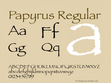 Papyrus Regular Version 2.0; 2001; initial release图片样张