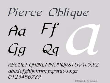 Pierce Oblique Version 0.2.0 Font Sample