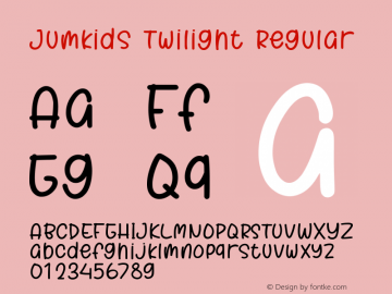 Jumkids Twilight Version 1.000;October 27, 2021;FontCreator 14.0.0.2794 64-bit图片样张