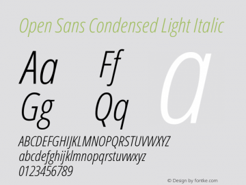 Open Sans Condensed Light Italic Version 1.10图片样张