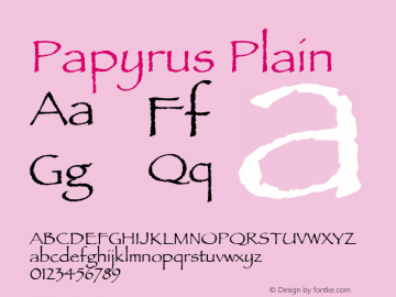 Papyrus Plain 1.0 Font Sample