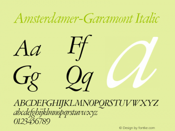 Amsterdamer-Garamont Italic Version 1.0 08-10-2002图片样张