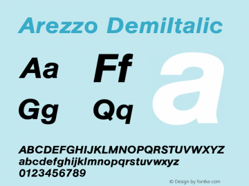 Arezzo DemiItalic Version 1.0 08-10-2002 Font Sample