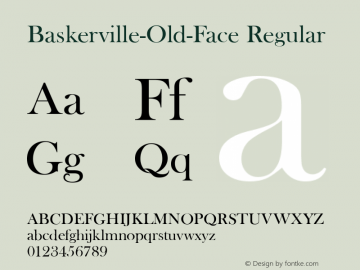 Baskerville-Old-Face Regular Version 1.0 08-10-2002 Font Sample