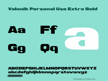 ValonikPersonalUse-ExtraBold Version 1.000图片样张