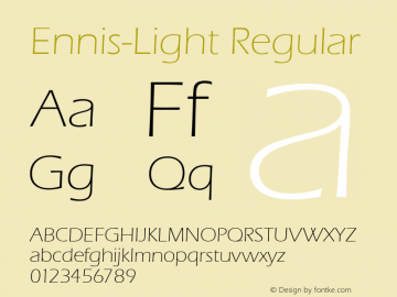 Ennis-Light Regular Version 1.0 08-10-2002 Font Sample