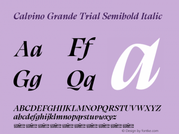 Calvino Grande Trial Semibold Italic Version 1.000图片样张