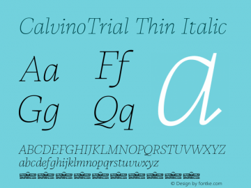 CalvinoTrial Thin Italic Version 1.000图片样张