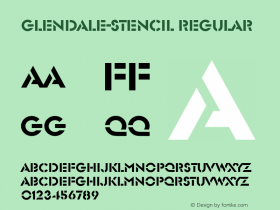 Glendale-Stencil Regular Version 1.0 17-12-2002 Font Sample